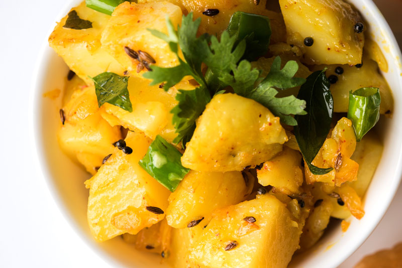 Spiced Potato Aloo Chaat With Mint And Cilantro Pure Indian Foods Blog 6041