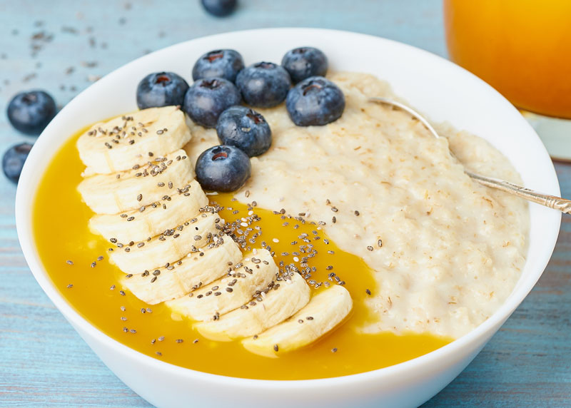 Banana Mango Oatmeal with Blueberries and Chia Seeds - Pure Indian ...